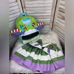 Custom Buzz Lightyear Rave Festival Bikini Top , Skirt & Backpack Set Cosplay